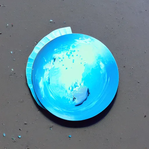 Prompt: blue planet with disc