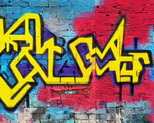 Prompt: 4 k hd, high resolution photograph of graffiti letters on a highway wall, full colour, shot with sigma f / 4. 2, 2 5 0 mm sharp lens, wide shot, high level texture render