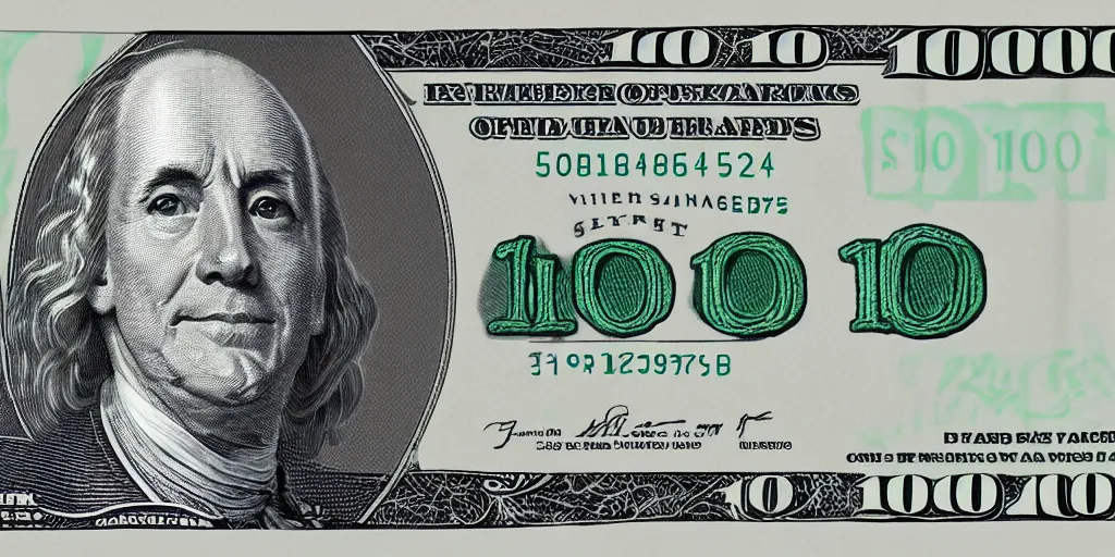 Image similar to photo realistic simplification of a 1 0 0 dollar bill