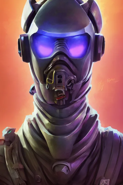 Image similar to epic mask helmet robot ninja portrait stylized as fornite style game design fanart by concept artist gervasio canda, behance hd by jesper ejsing, by rhads, makoto shinkai and lois van baarle, ilya kuvshinov, rossdraws global illumination radiating a glowing aura global illumination ray tracing hdr render in unreal engine 5