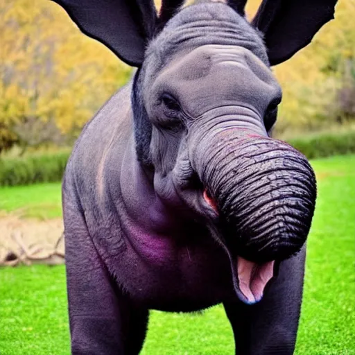 Image similar to big sir is a monster hybrid of a donkey, hippo, elephant, and a little bit shrek, dark purple colored skin