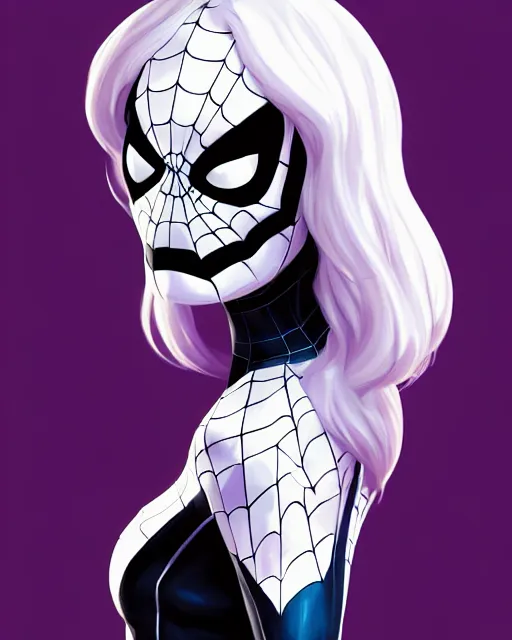 Image similar to portrait of Emma Stone as Spider-Gwen venom, art by lois van baarle and loish and ross tran and rossdraws and sam yang and samdoesarts and artgerm, middle shot, digital art, highly detailed, intricate, sharp focus, Trending on Artstation HQ, deviantart, unreal engine 5, 4K UHD image