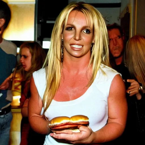 Image similar to britney spears eating a hamburger