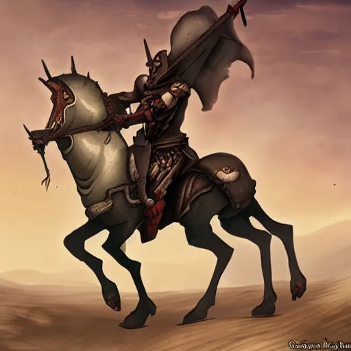 Prompt: lancer in morrowind ash desert