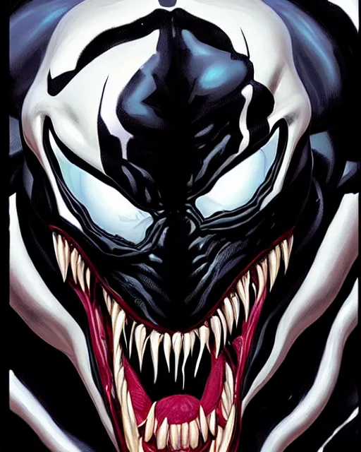 Image similar to a portrait of Venom by Javier Garron, Gerardo Sandoval and Clayton Crain