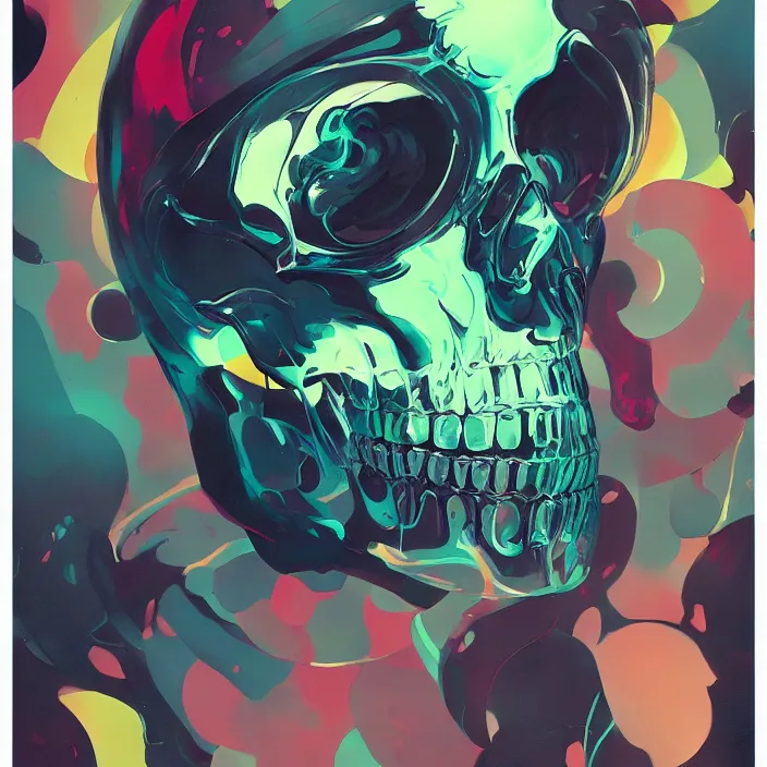 Prompt: a colorful comic noir illustration painting of a glass skull by sachin teng and sergey kolesov and artgerm and pascal blanche. in style of digital art, symmetry, sci fi, hyper detailed. octane render. trending on artstation