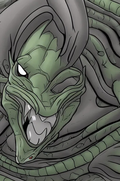 Image similar to lizardman, gray scales, anime, hd,