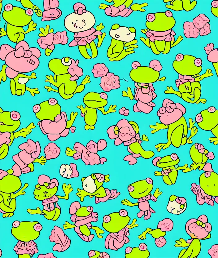 chibi animated frog, in the style of sanrio and hello, Stable Diffusion