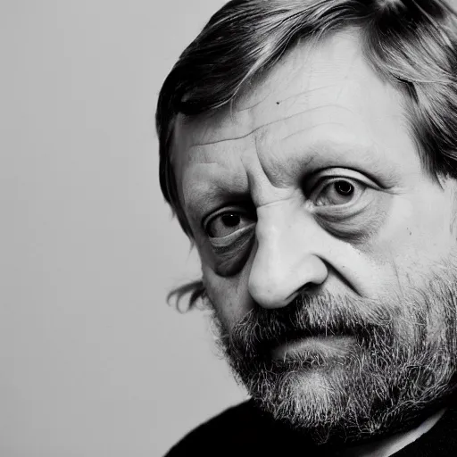 Image similar to Slavoj Zizek by Elizabeth Peyton