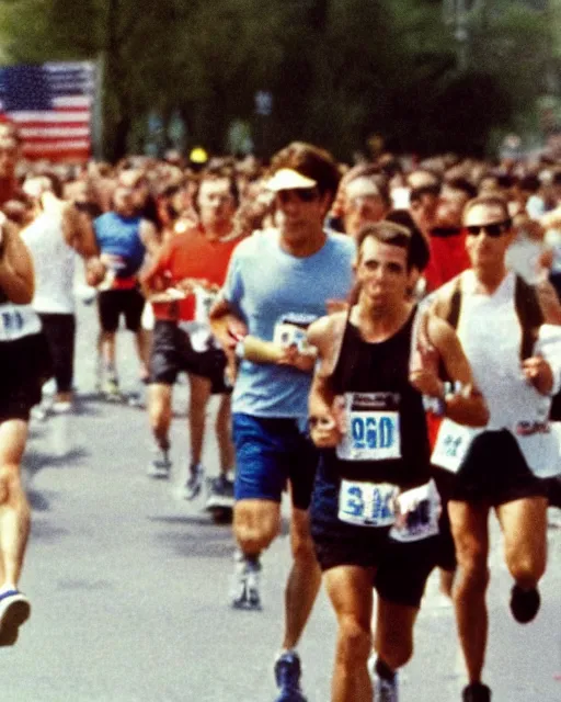 Image similar to film still close - up shot of joe biden running a marathon. photographic, photography