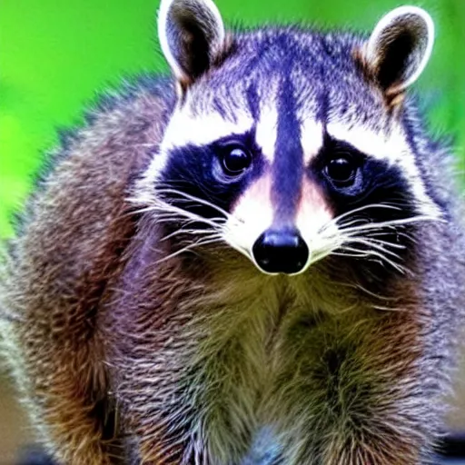 Prompt: face of a triceratops raccoon hybrid