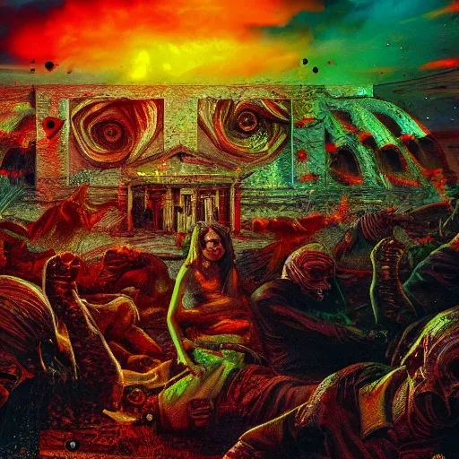 Image similar to crypto apocalypse, armageddon, photo - realistic, color image, 2 k, highly detailed, occult art