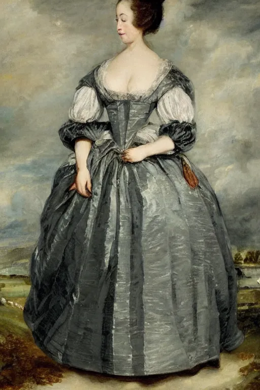 Image similar to 1700s kaya scodelario robe à la française by john constable enlightenment era, gaudy colors, mantua, frontage, petticoat,