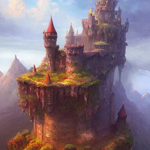 Prompt: a painting of a castle in the sky, a detailed matte painting by Andreas Rocha, behance contest winner, fantasy art, matte painting, matte drawing, storybook illustration