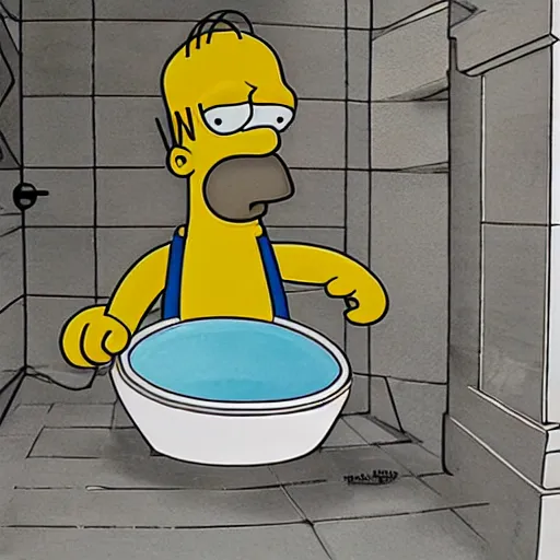 Prompt: homer simpson in a bathtub