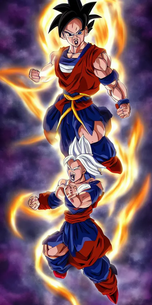 Image similar to filipina woman, heavy set charging up, turning into super saiyan, dragon ball super, full body portrait, single character, akira toriyama