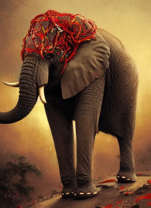 Prompt: elephant comprised entirely of arteries and veins, digital art by eugene de blaas and ross tran, vibrant color scheme, highly detailed, in the style of romanticism, cinematic, artstation, greg rutkowski