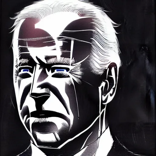 Image similar to Joe Biden looking sinister, by Tsutomu Nihei, highly detailed