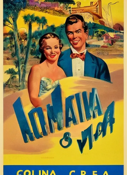 Prompt: a vintage movie poster about california,