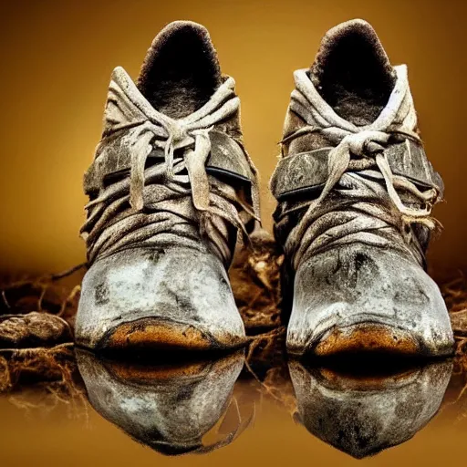 Prompt: a photo of a ancient pagan nike shoes, 4 k