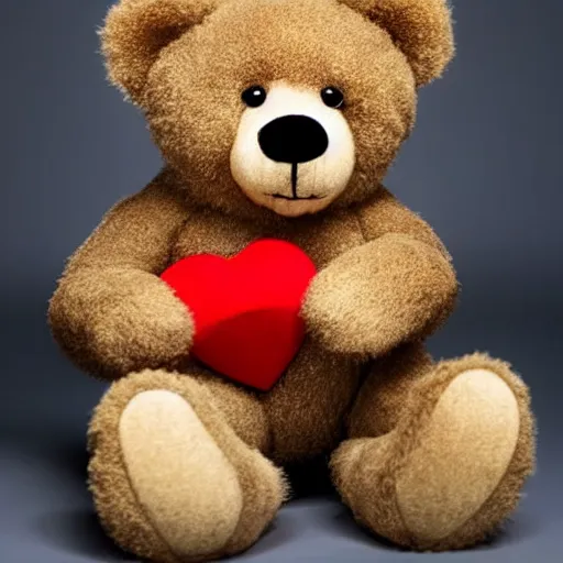 Image similar to a teddybear holding a heart in its hands