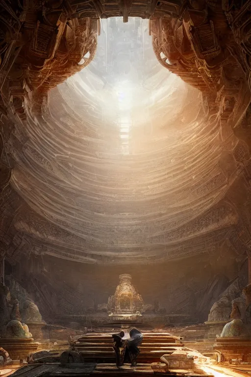 Prompt: inside an ancient alien temple, portrait, powerfull, intricate, elegant, volumetric lighting, scenery, digital painting, highly detailed, artstation, sharp focus, illustration, concept art, ruan jia, steve mccurry