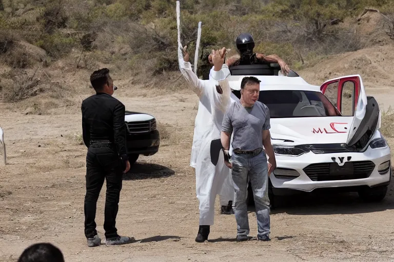 Image similar to elon musk being executed in mexican cartel