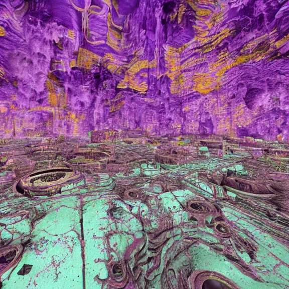 Prompt: detailed shot of inside a cavernous living stomach of a giant goddess, the walls purple and pulsing, lots of acid pooling up on the floor, digesting and dissolving a city that sat in the acid, food pov, micro pov, vore, digital art, furry art, high quality, 8k 3D realistic, macro art, micro art, Furaffinity, Deviantart, Eka's Portal, G6