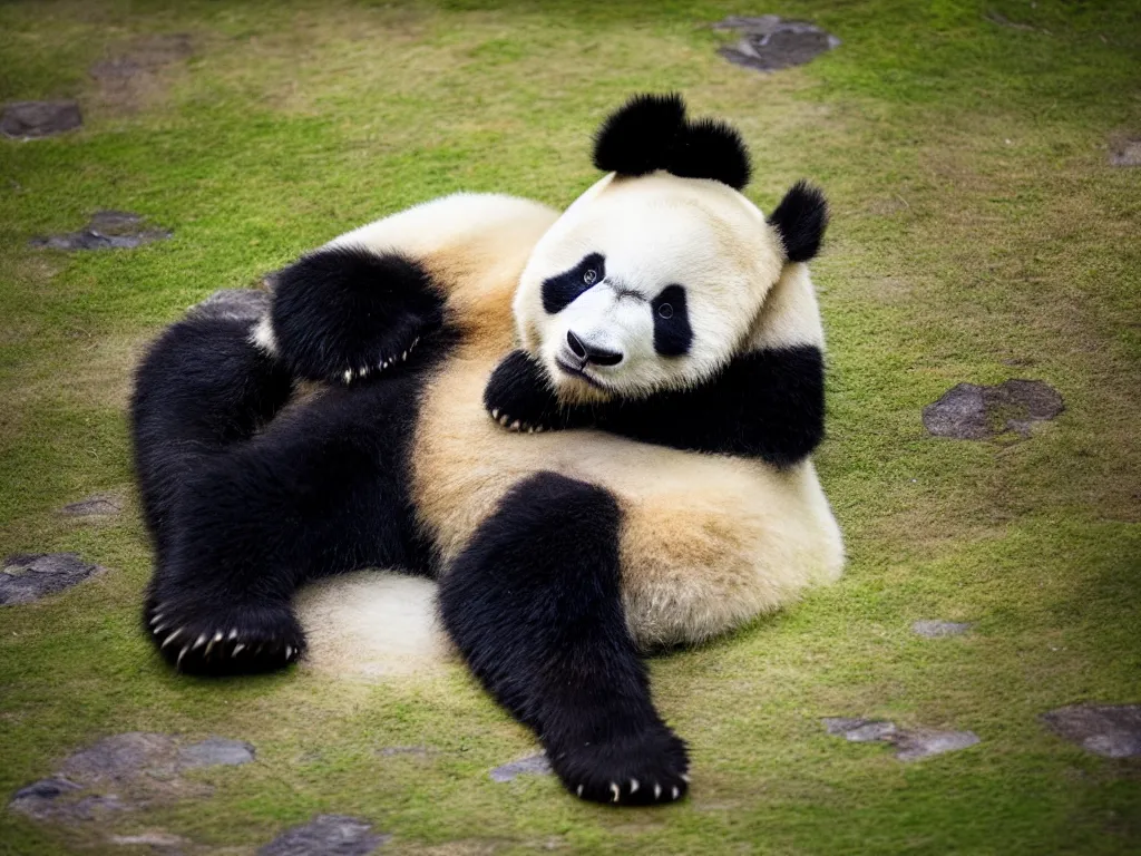 Prompt: panda in japan park, hyperrealistic, photography, highly detailed, 8 5 mm, f / 1. 3, foggy, dramatic lighting, 4 k, beautiful