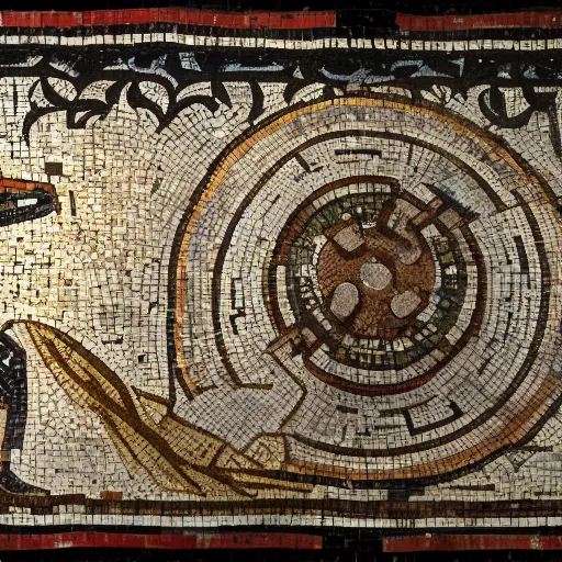 Prompt: roman mosaic of a call of duty screenshot