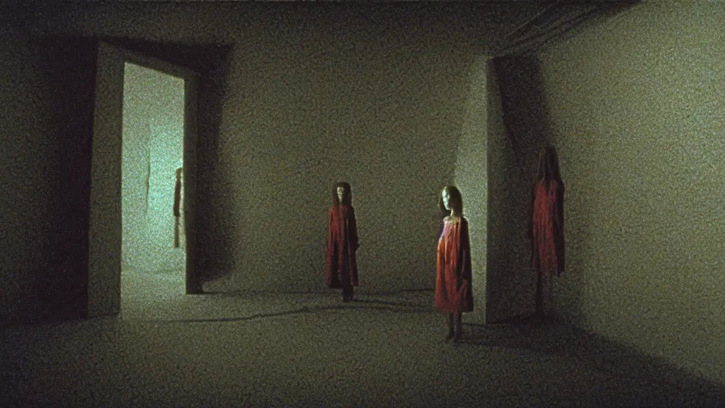 Prompt: the strange creature in the box in the attic, they look at me, film still from the movie directed by wes anderson and david cronenberg with art direction by salvador dali and zdzisław beksinski, wide lens