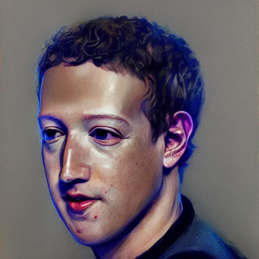 Prompt: hyper realistic, portrait of mark zuckerberg ethnicity : asian, painted by greg rutkowski, wlop, loish,