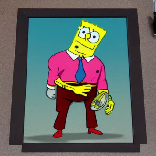 Prompt: portrait of spongebob squarepants when he was a bodybuilder