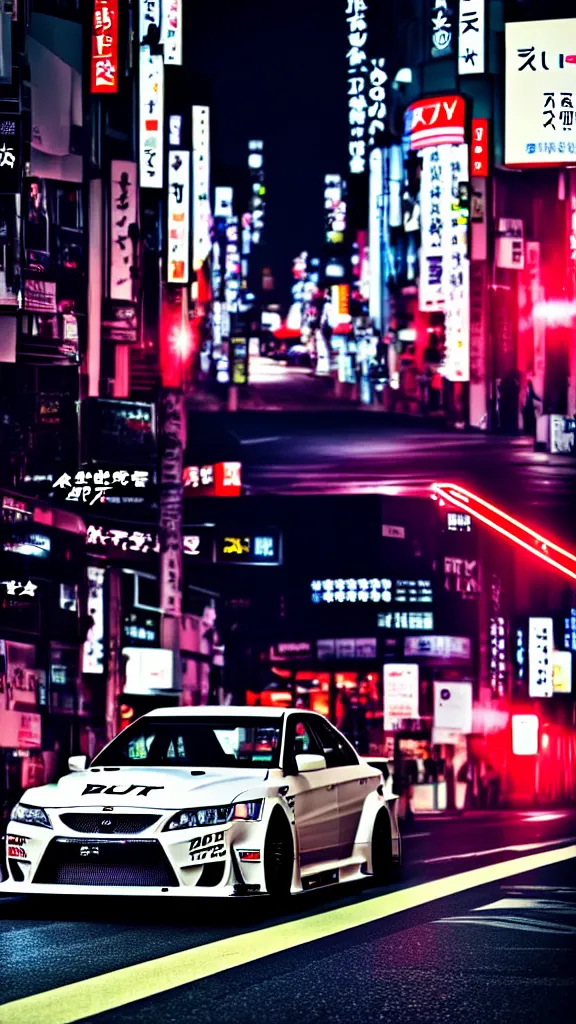 Prompt: a car drift spec BN-sports JZX100 in middle of road, shibuya prefecture, city sunset street lights, cinematic color, photorealistic, highly detailed