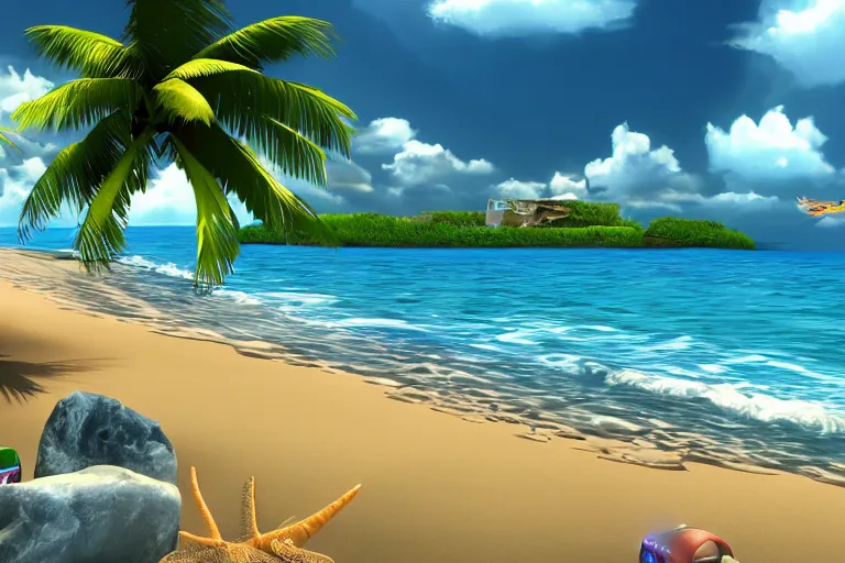 Image similar to gaming beach, 4k, HD
