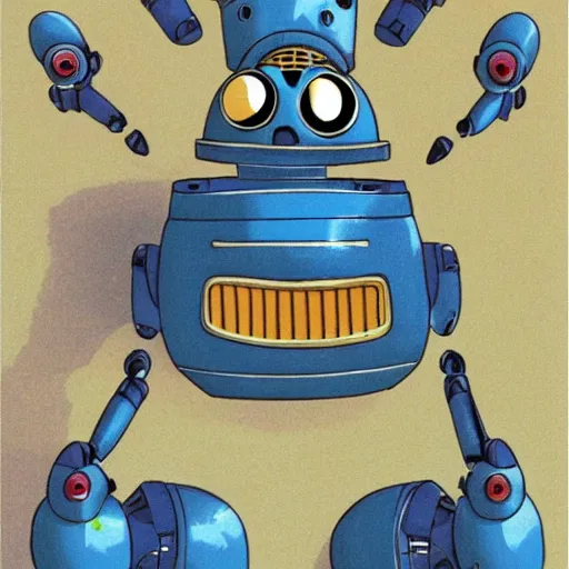 Image similar to Cute robot beetle, blue, cartoon by Studio Ghibli