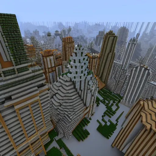 Prompt: perspective city outlook , hyperrealism, no blur, 4k resolution, ultra detailed, style of Minecraft