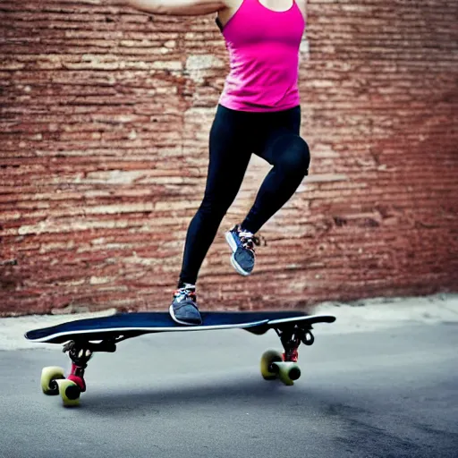 Image similar to crossfit while riding a skateboard detailed photograph high quality