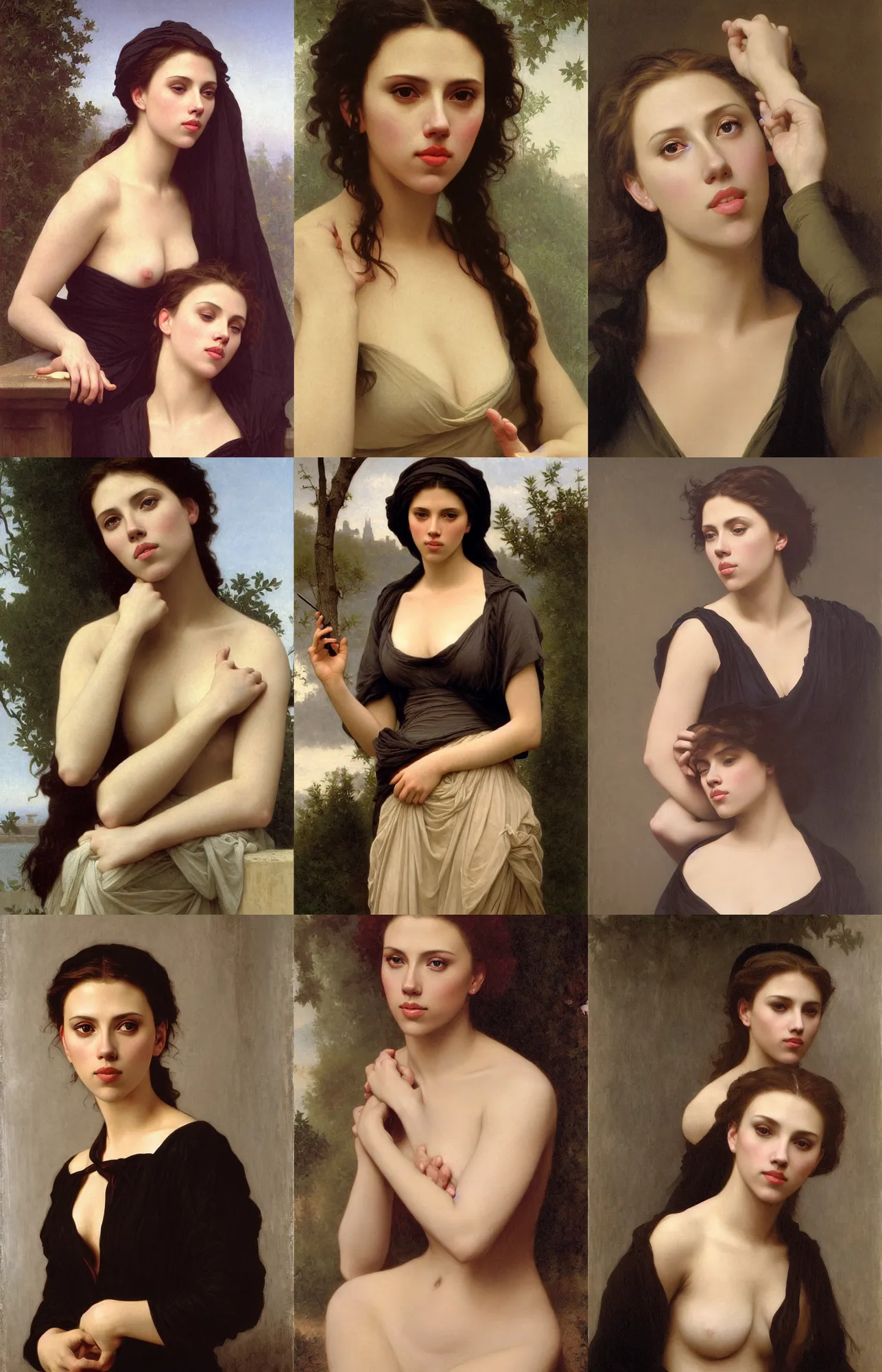 Prompt: painting of scarlett johansson by william bouguereau