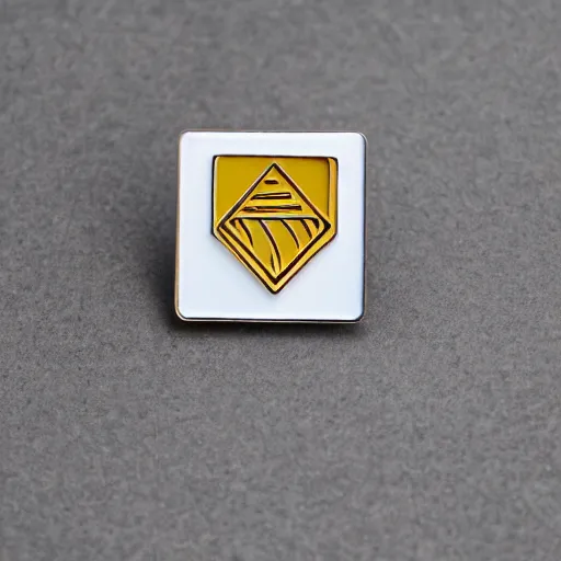 Image similar to a photo of a retro 7 0 s minimalistic clean fire warning enamel pin, studio lighting, behance