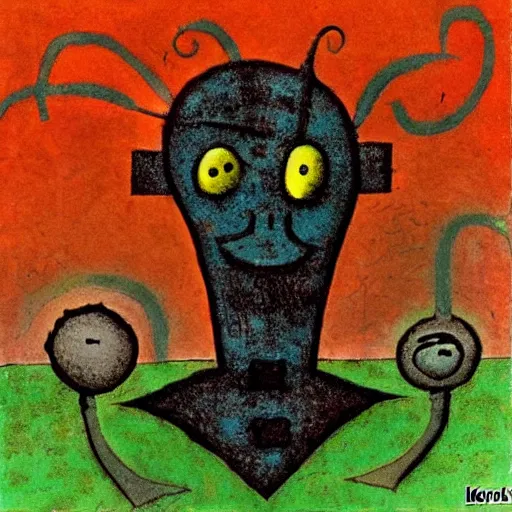 Image similar to squidward as a dark souls boss by paul klee