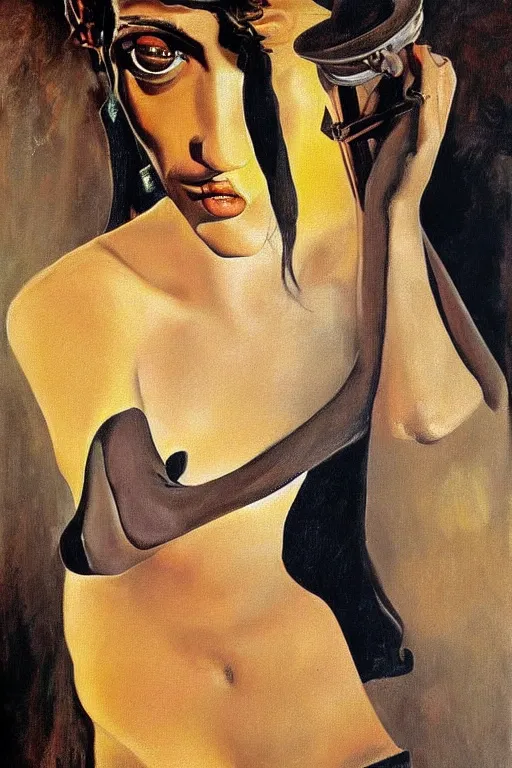 Image similar to oil painting, portrait of penelope cruz, artwork by salvador dali