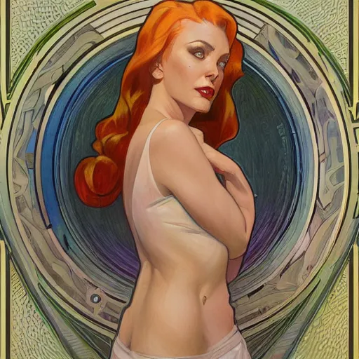 Image similar to a streamline moderne painting in the style of donato giancola, and in the style of charlie bowater, and in the style of alphonse mucha. symmetry, smooth, sharp focus, semi - realism, intricate detail.