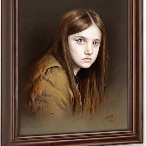 Image similar to portrait of a welsh teenage girl with brown hair and eyes by jasper ejsing