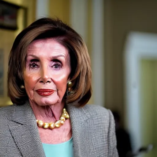 Prompt: nancy pelosi with a full beard and mustache