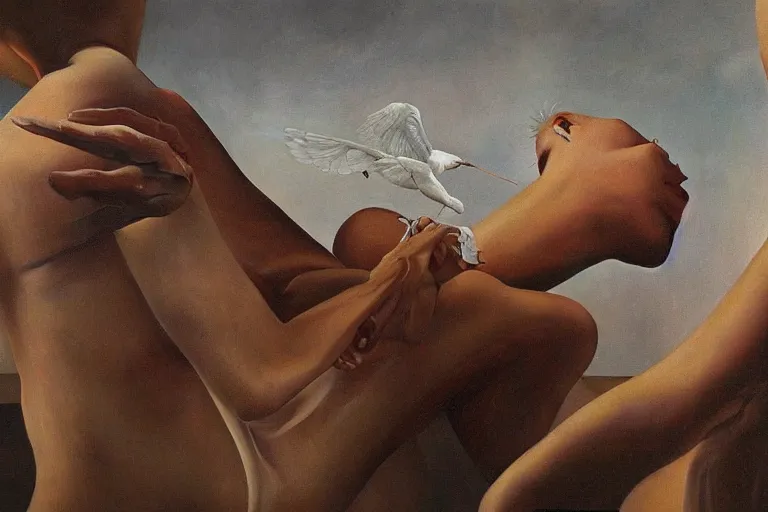 Image similar to realizing ones fate, surrealism, elegant oil painting, highly detailed