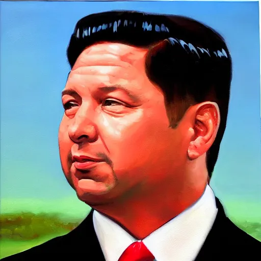 Image similar to oil painting of Ron Desantis in the style of a North Korean portrait