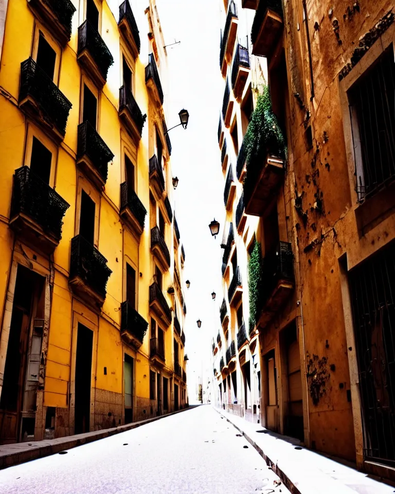 Prompt: abandoned streets of Barcelona