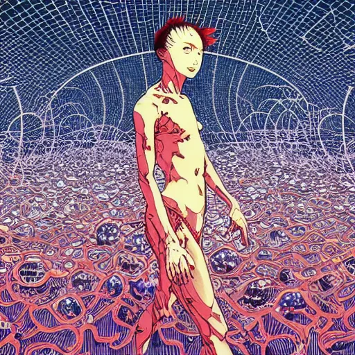 Image similar to shintaro kago yoji shinkawa and victo ngai cellular human body apophasis glorious energy of the sun