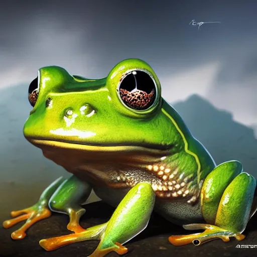 Prompt: a frog on a mysterious planet named kapla 8 2 by david rutkowski, by artgem